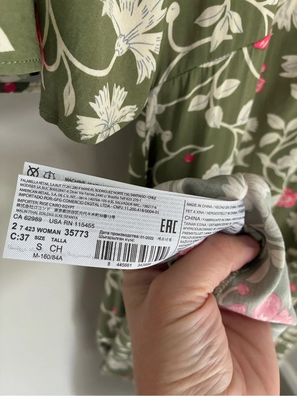 Mango Green Floral Euro Summer Midi Dress Size 4 - Picture 7 of 10